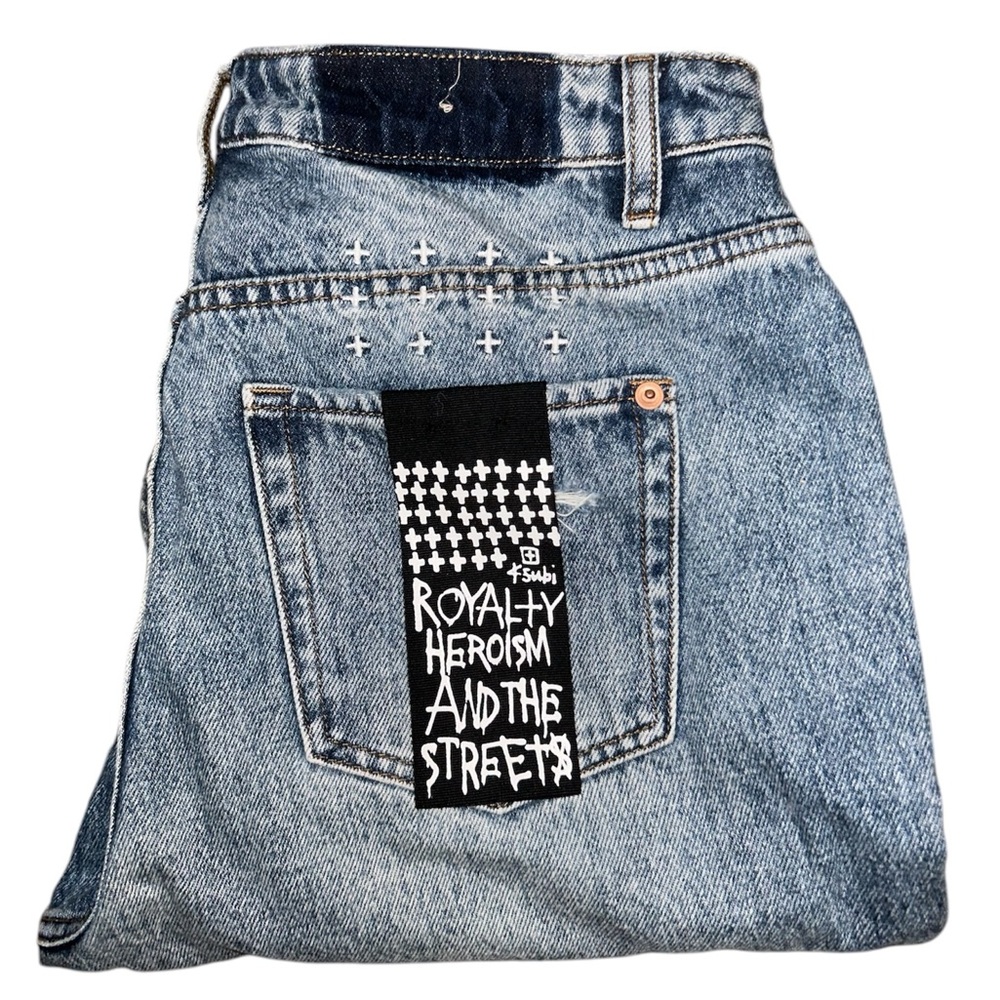 KSUBI “Nine O Trashed” Distressed Jeans with Raw Hem
